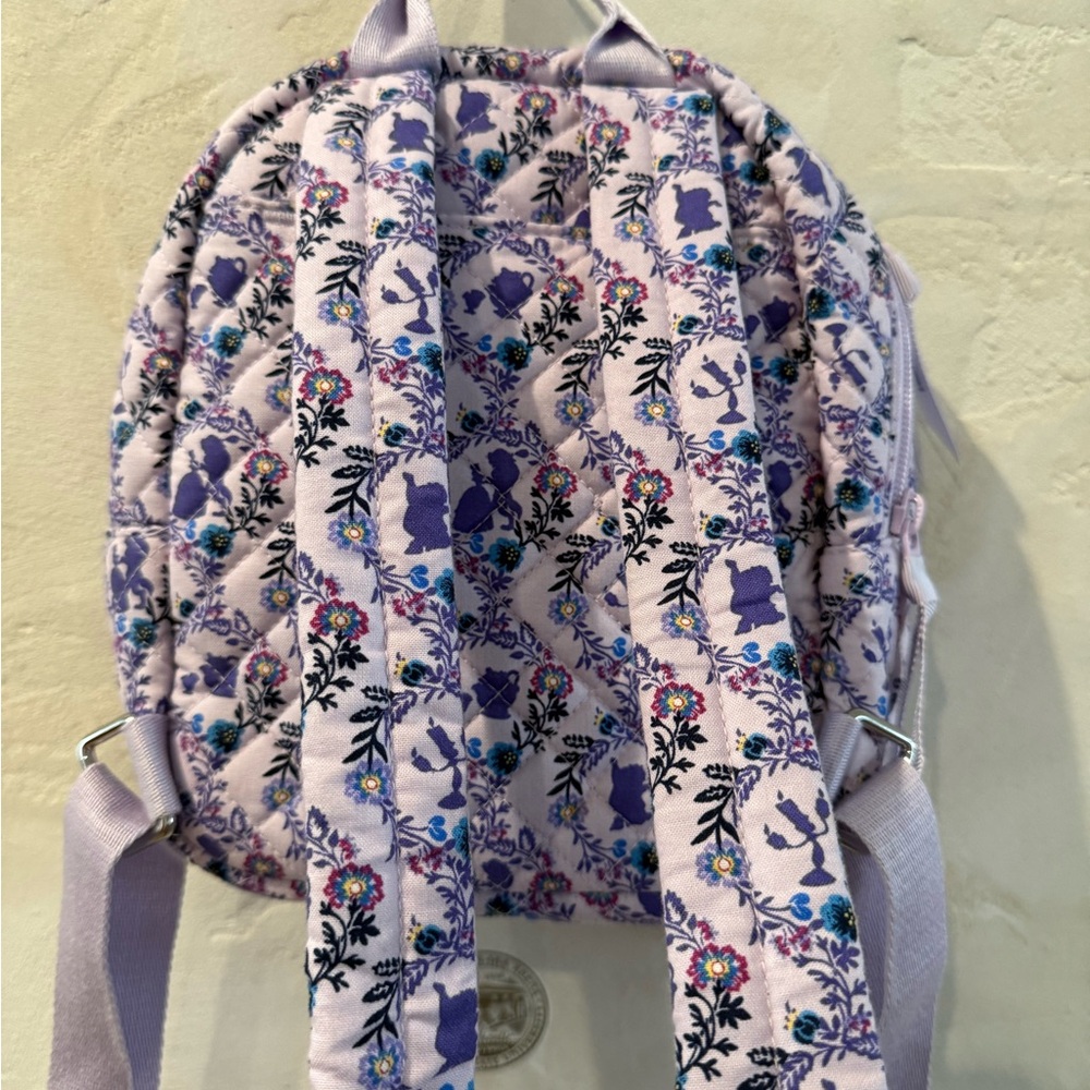Floral Quilted Backpack in Purple and White - Picture 4 of 5